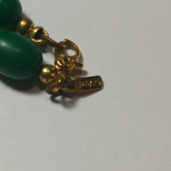 Monet Green & Gold Necklace Vintage 24K Gold Plated  26" Graduating Ovals - Picture 6 of 10